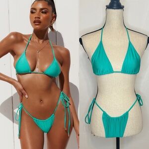 Hello Molly Sandbar Bikini Top & Midnight in Monaco Bottom in Turquoise